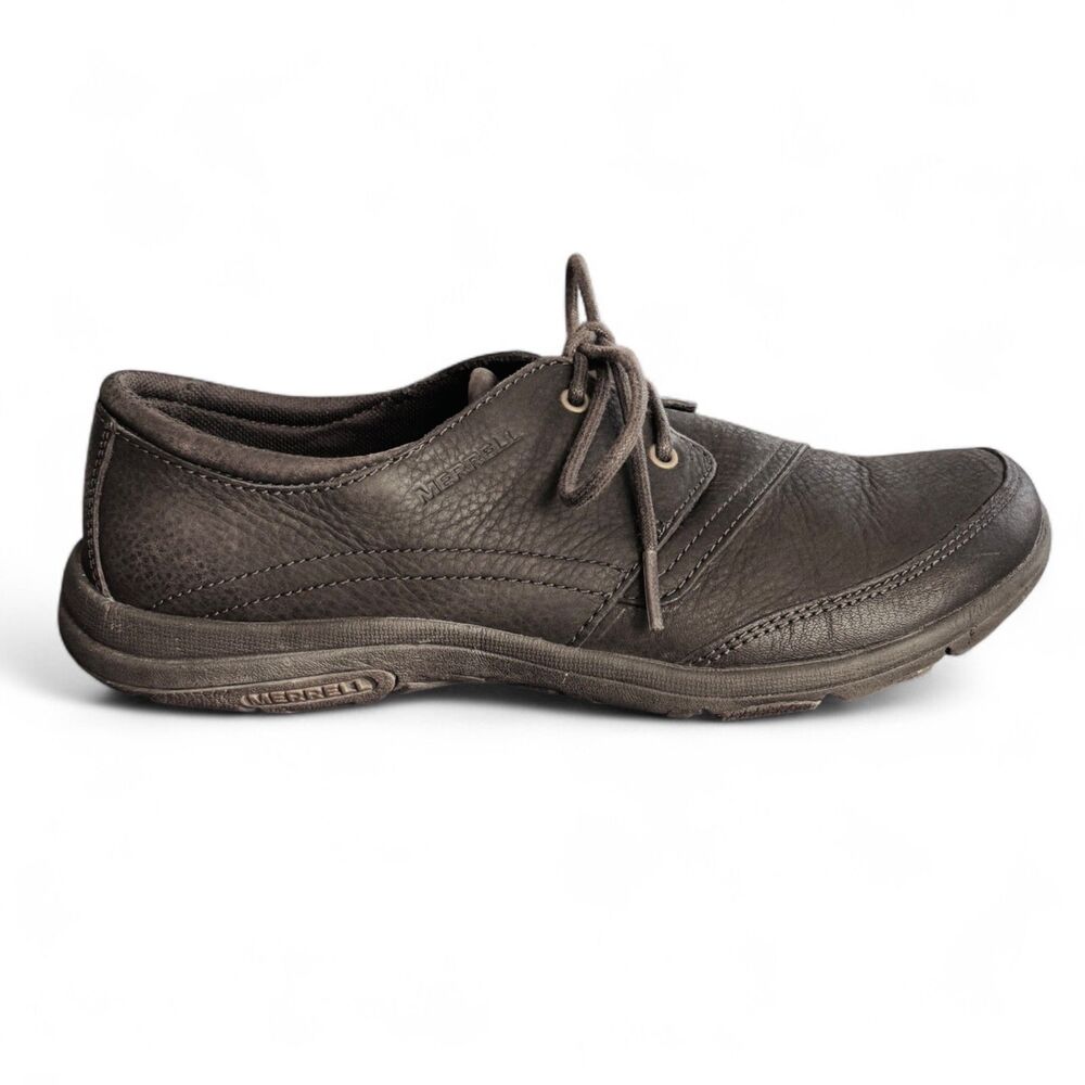 Merrell Java Leather Shoes Dk Brown Women's 7.5 Comfort Oxford Lace up
